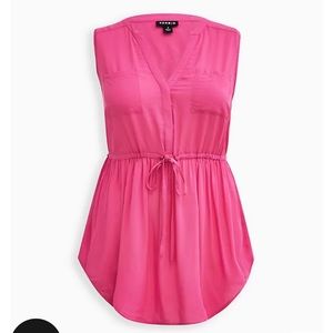 NWT ~ 4X TORRID ~ SIZE 4 EMMA PINK GLO BABYDOLL CHALLIS TUNIC TOP